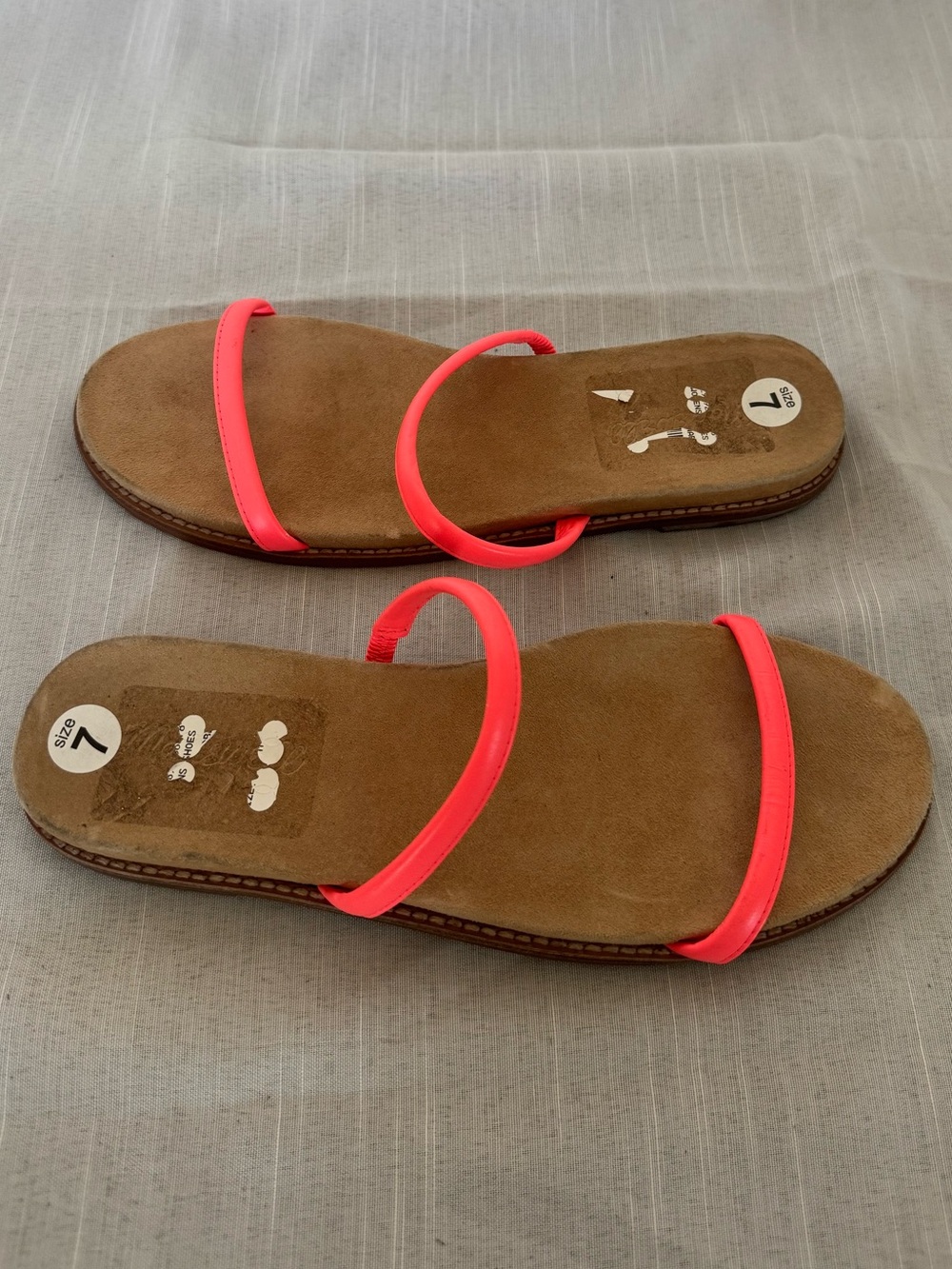 Madewell Paris Bare Leather Slide Sandals Electric Pink Size 7
